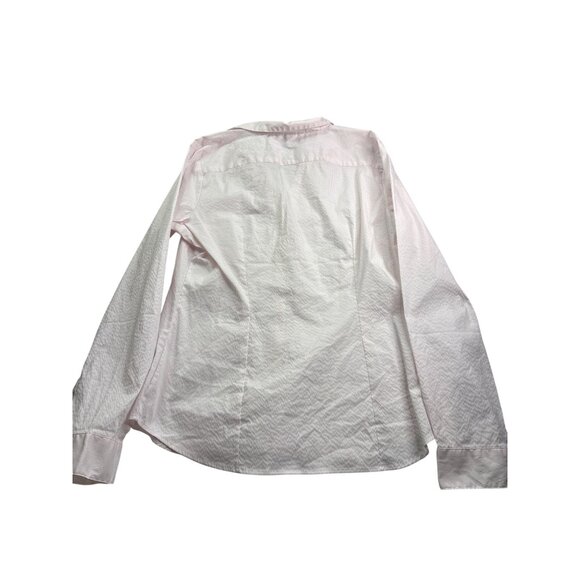 H&M Womens Pink White Striped Button Front Top Blouse Size 14 Semi Sheer - Picture 4 of 7